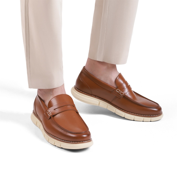 Men's PU Leather Penny Loafers - BROWN - 6